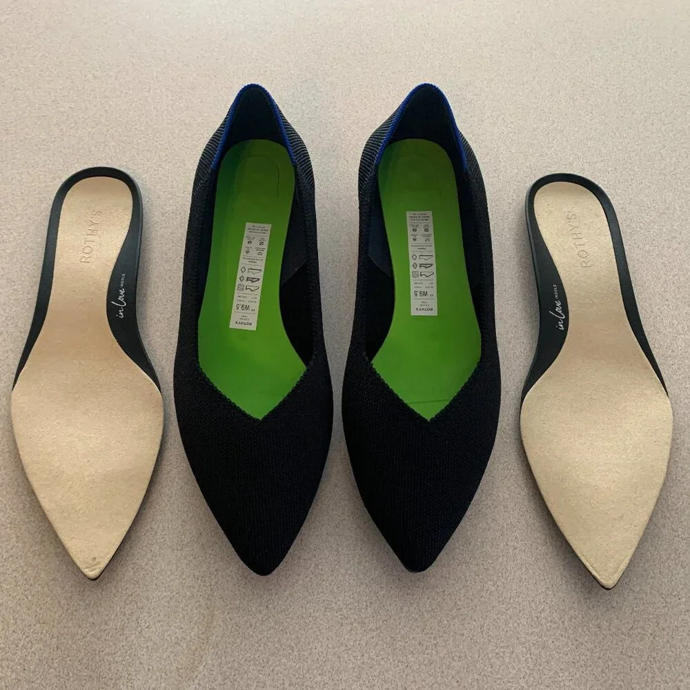 New Rothy's Heels Black Knit Fabric Size 9.5 - Picture 9 of 12